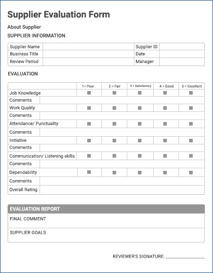 Supplier Evaluation Form Examples With Free Templates QuestionPro