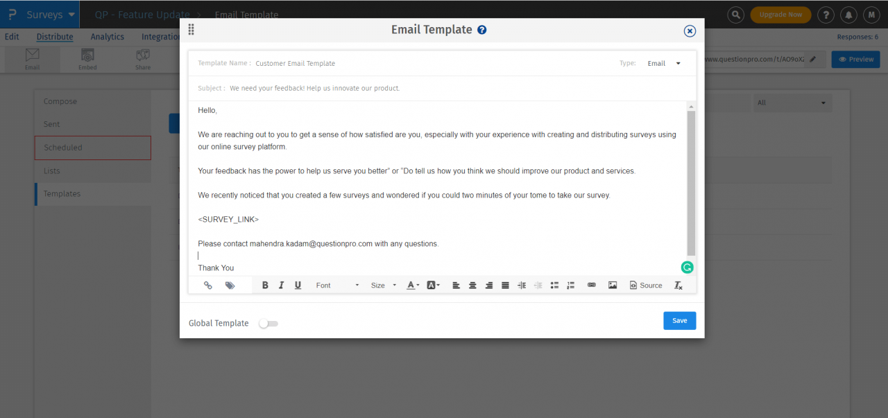 A revamped UI/UX to create and customize email survey invitation ...