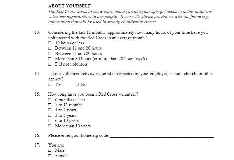 Volunteer Survey Template