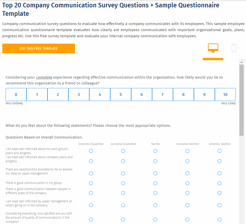 Comunicazione aziendale-sondaggio di valutazione-template-QuestionPro