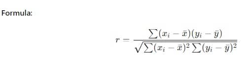 formula coeficiente de correlación