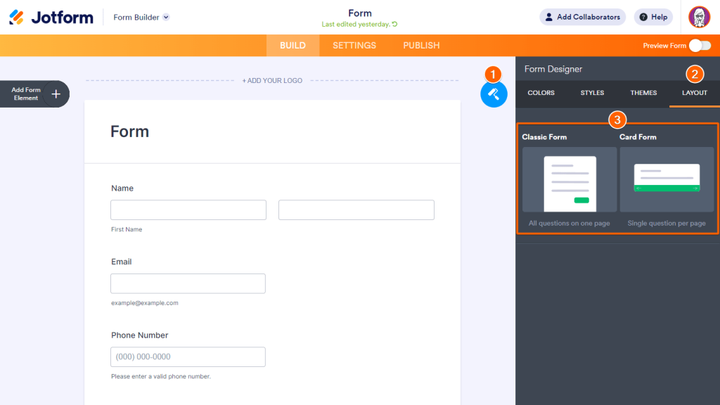 อินเทอร์เฟซ JotForm