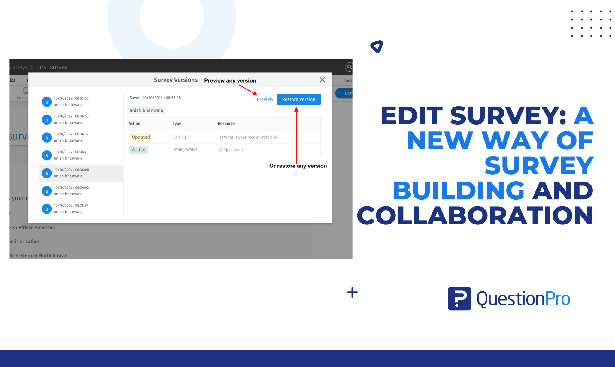 Edit survey A new way of survey building and collaboration