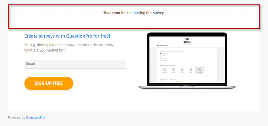 Thank You Page Questionpro Help Document