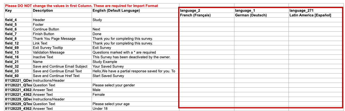 Importing Language Translations Questionpro Help Document