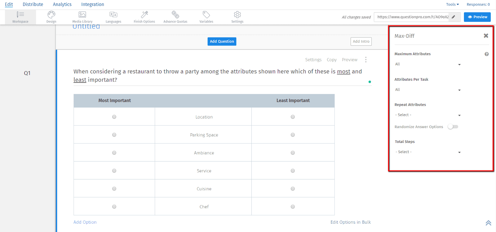 Max Diff Analysis Example